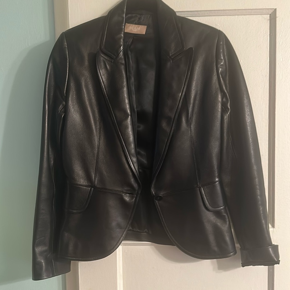 ALAÏA black leather biker jacket